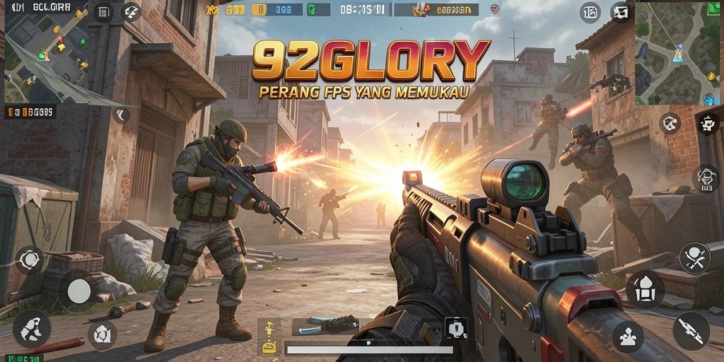 Tangkapan layar menunjukkan aksi intens dalam gameplay FPS.