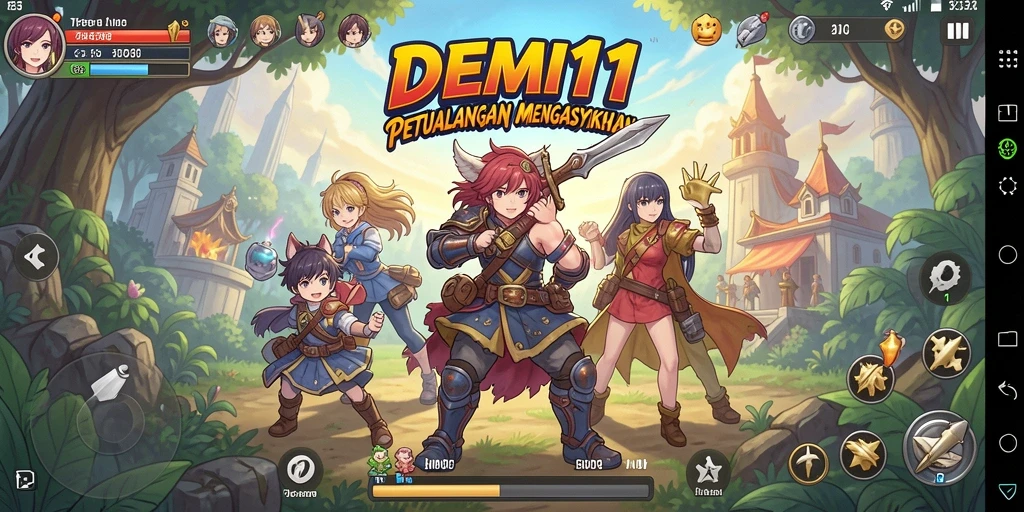 Tampilan gameplay DEMI11 yang menarik dan penuh warna.