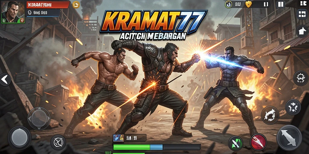 Gameplay mendebarkan KRAMAT77 menampilkan pertarungan intens.