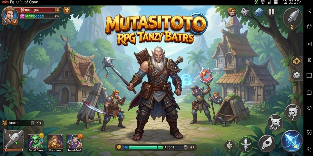 Tangkapan layar utama MUTASITOTO menampilkan aksi seru dalam pertarungan RPG.