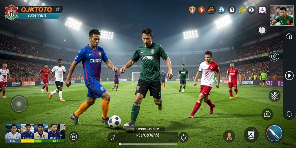 Tangkapan layar OJKTOTO menampilkan aksi seru di lapangan sepak bola.