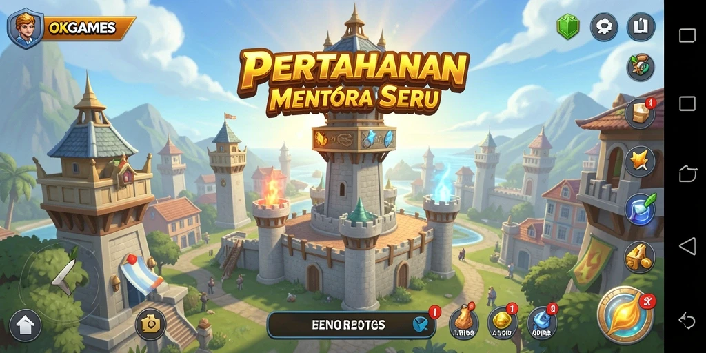 Tampilan gameplay menara bertahan dari OKGAMES yang mendebarkan.