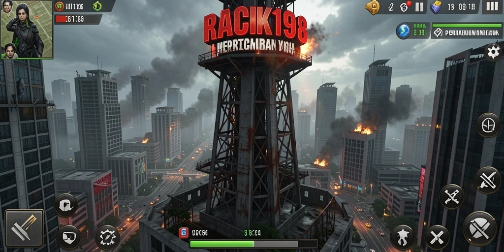 Screenshot utama gameplay Tower Defense RACIK198 yang seru dan menantang.