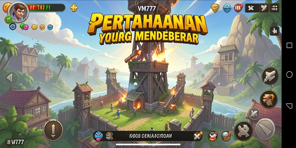 Tampilan mendebarkan gameplay Tower Defense VM777.